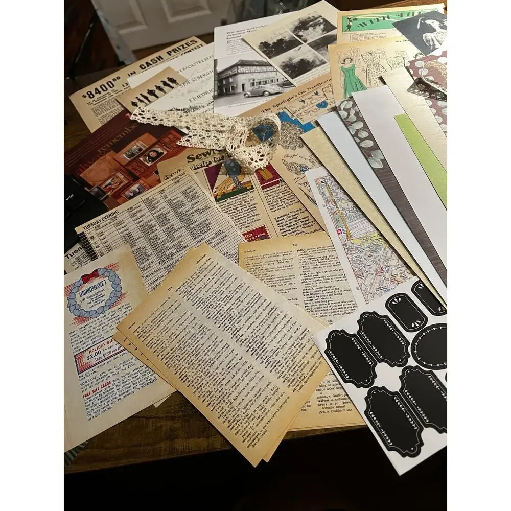 100 Pc Vintage Ephemera Curated Mixed Media for junk journals, scrapbooks, etc